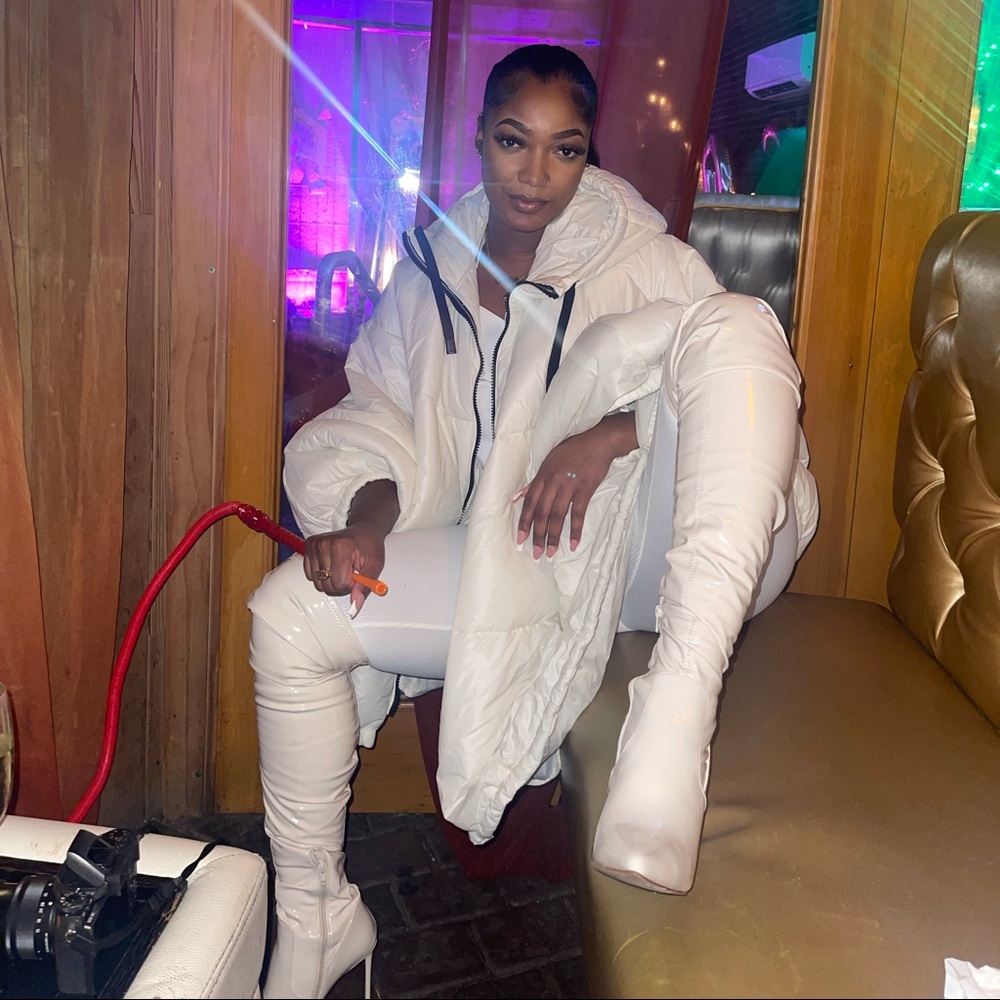 Steve Madden cream thigh high boots